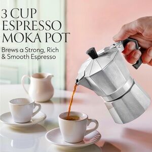 Silver Espresso Moka stovetop Pot 5oz 3 espresso cups